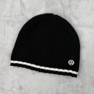 Volkswagen VW Knit Beanie Black Logo Winter Hat Adult One Size Knits Auto Car